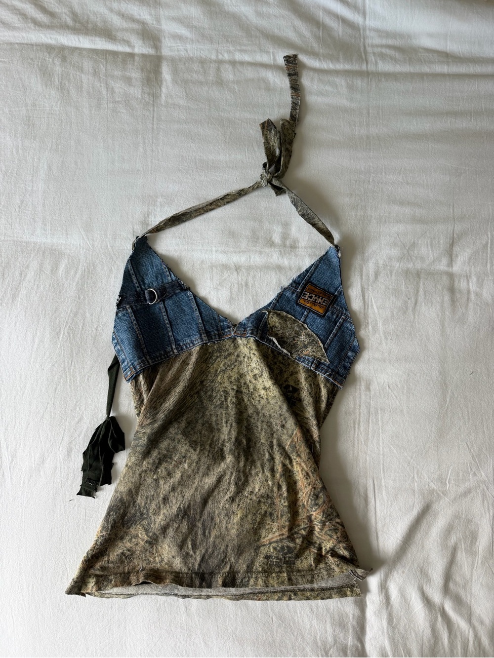 Camo and denim going out top